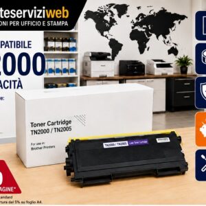 Toner Compatibile Brother TN2000 / TN2005 Nero – Alta Capacità 2.500 pagine