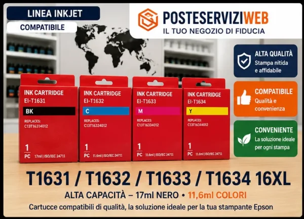 Cartucce Compatibili Epson T1631 / T1632 / T1633 / T1634