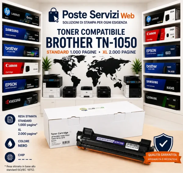 TONER TN1050_risultato Toner Compatibile Brother TN-1050 Standard 1000 Pagine e XL 2000 Pagine