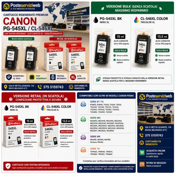 Cartucce Rigenerate Premium Canon PG-545XL / CL-546XL