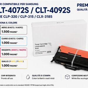 Toner Compatibile per Samsung CLP-320 / CLP-315 / CLX-3185 (Serie CLT-4072S & CLT-4092S) – Seleziona Colore 🖨️✨