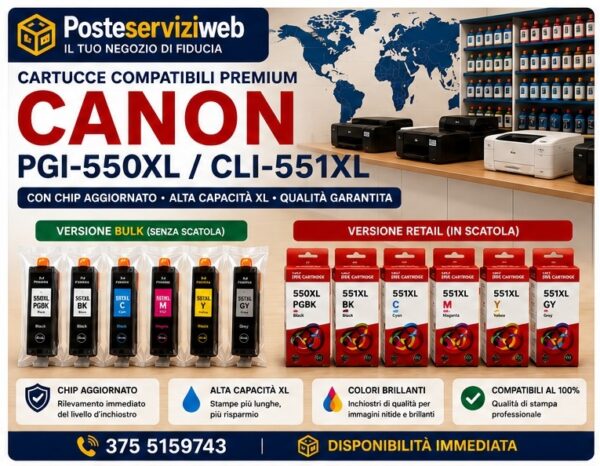 Cartucce Compatibili Canon PGI-550XL / CLI-551XL Premium Cartucce Compatibili Canon PGI-550XL / CLI-551XL Premium