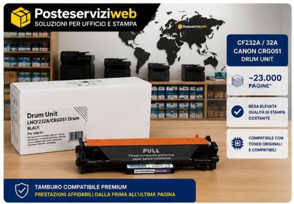 amburo Compatibile HP CF232A 32A / Canon CRG051 Drum Tamburo Compatibile HP CF232A 32A Canon CRG051 Drum 2170C001 | 23.000 Pagine | M118 M148 M203 M227 LBP162 MF264 MF267 MF269