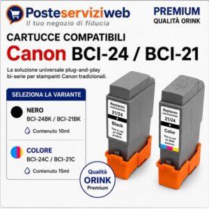 Cartucce Compatibili Canon BCI-24 / BCI-21 Premium (Qualità Orink)