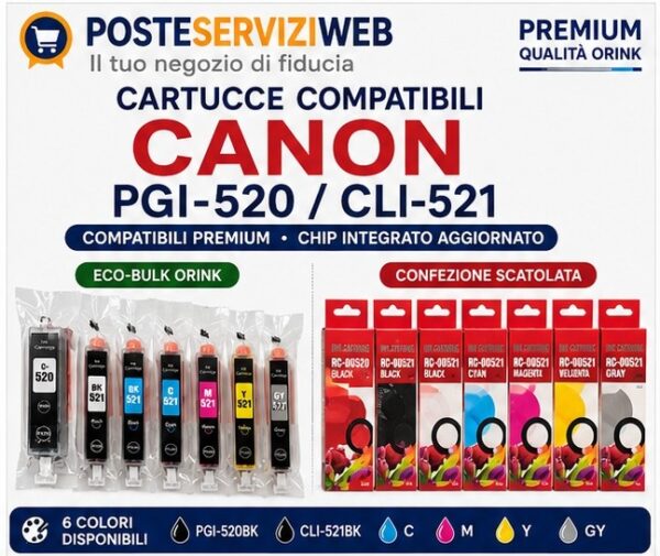 Cartucce Compatibili Canon PGI-520 / CLI-521 Premium