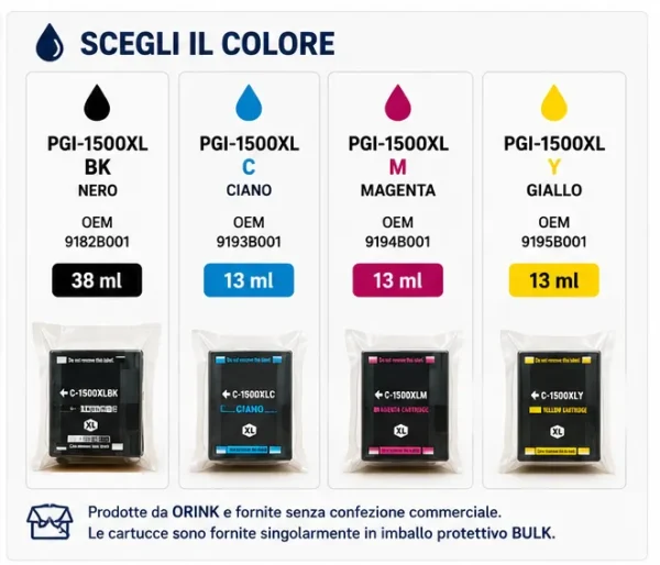 Cartucce Compatibili Canon PGI-1500XL BK / C / M / Y