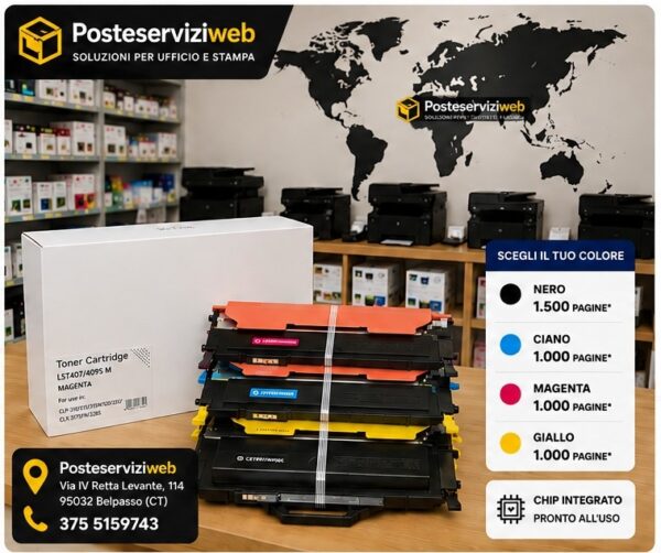 Toner Compatibile per Samsung CLP-320 / CLP-315 / CLX-3185 (Serie CLT-4072S & CLT-4092S) Toner Compatibile per Samsung CLP-320 / CLP-315 / CLX-3185 (Serie CLT-4072S & CLT-4092S) – Seleziona Colore 🖨️✨