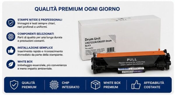 amburo Compatibile HP CF232A 32A / Canon CRG051 Drum Tamburo Compatibile HP CF232A 32A Canon CRG051 Drum 2170C001 | 23.000 Pagine | M118 M148 M203 M227 LBP162 MF264 MF267 MF269