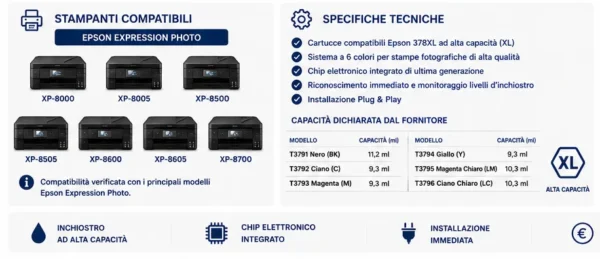 Cartucce Compatibili Epson 378XL T3791-T3796