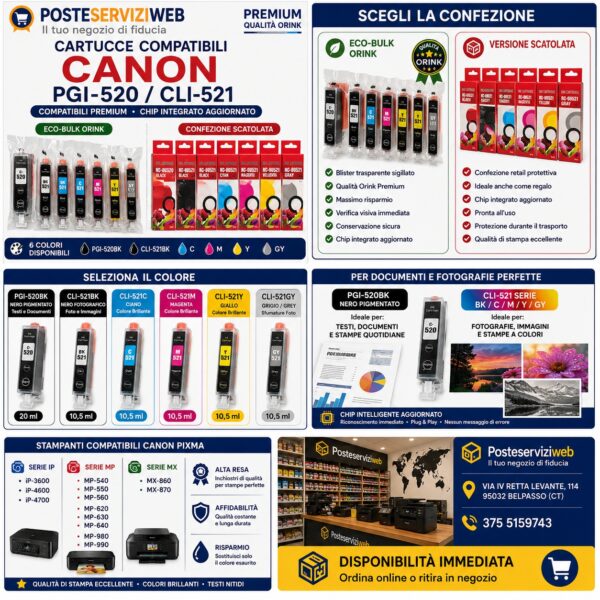 Cartucce Compatibili Canon PGI-520 / CLI-521 Premium
