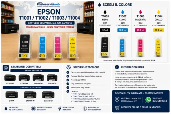 Cartucce Compatibili Epson T1001 / T1002 / T1003 / T1004