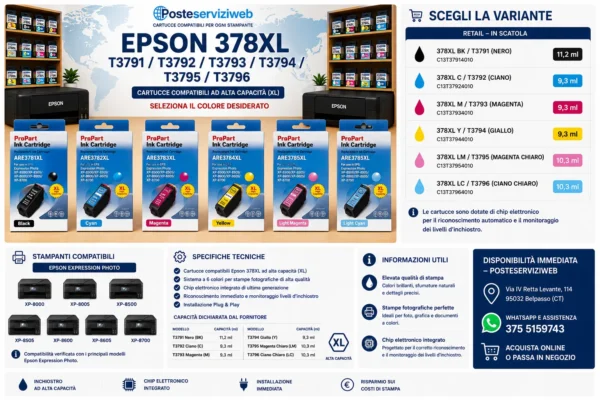Cartucce Compatibili Epson 378XL T3791-T3796