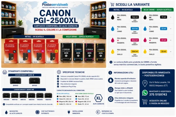 Cartucce Compatibili Canon PGI-2500XL - Alta Capacità per Serie MAXIFY (PGI-2500)