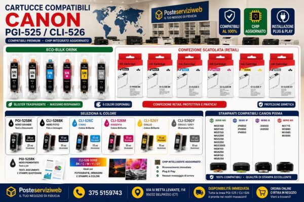Cartucce Compatibili Canon PGI-525 / CLI-526 Premium