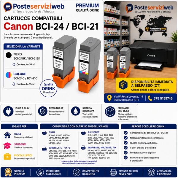 Cartucce Compatibili Canon BCI-24 / BCI-21 Premium (Qualità Orink) Cartucce Compatibili Canon BCI-24 / BCI-21 Premium (Qualità Orink)