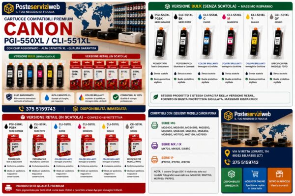 Cartucce Compatibili Canon PGI-550XL / CLI-551XL Premium Cartucce Compatibili Canon PGI-550XL / CLI-551XL Premium