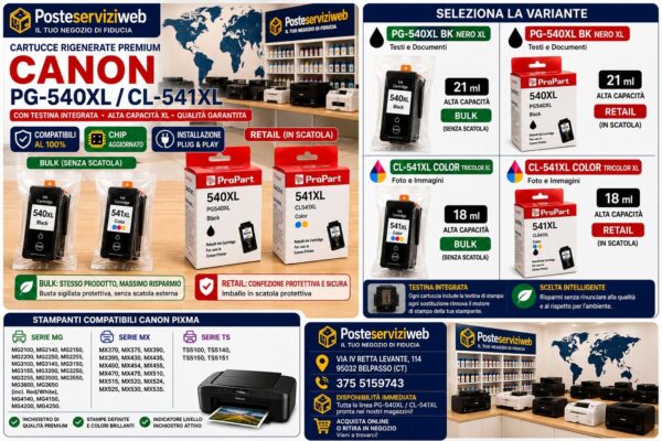 Cartucce Rigenerate Premium Canon PG-540XL / CL-541XL