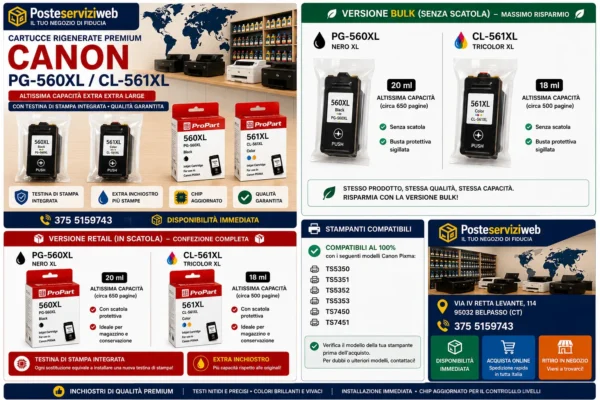 Cartucce Rigenerate Premium Canon PG-560XL / CL-561XL Cartucce Rigenerate Premium Canon PG-560XL / CL-561XL