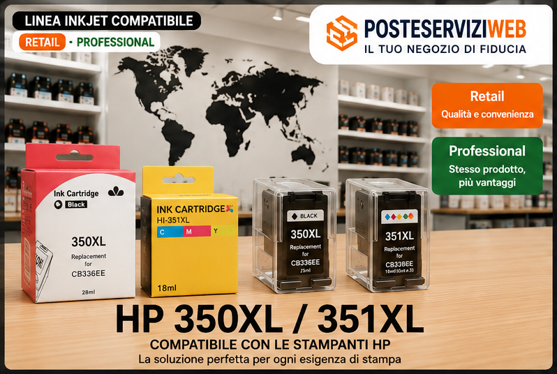 Cartucce HP 350XL e 351XL compatibili Retail e Professional