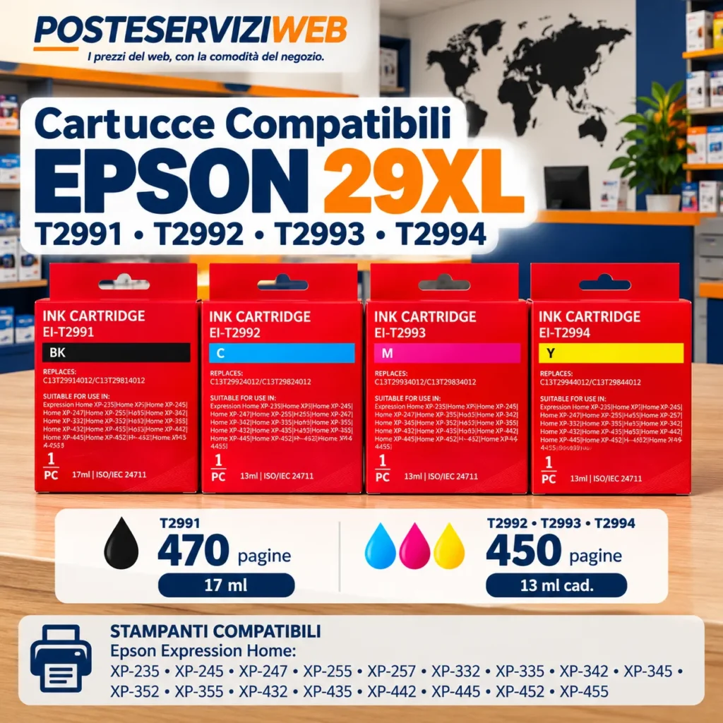 Cartucce Compatibili Epson 29XL T2991 T2992 T2993 T2994