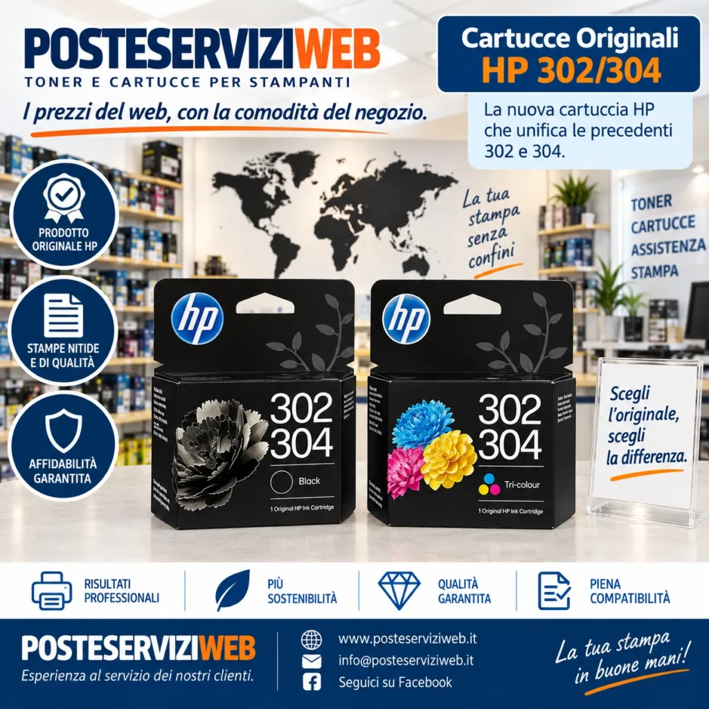 Cartucce Originali HP 302/304 Nero e Colore