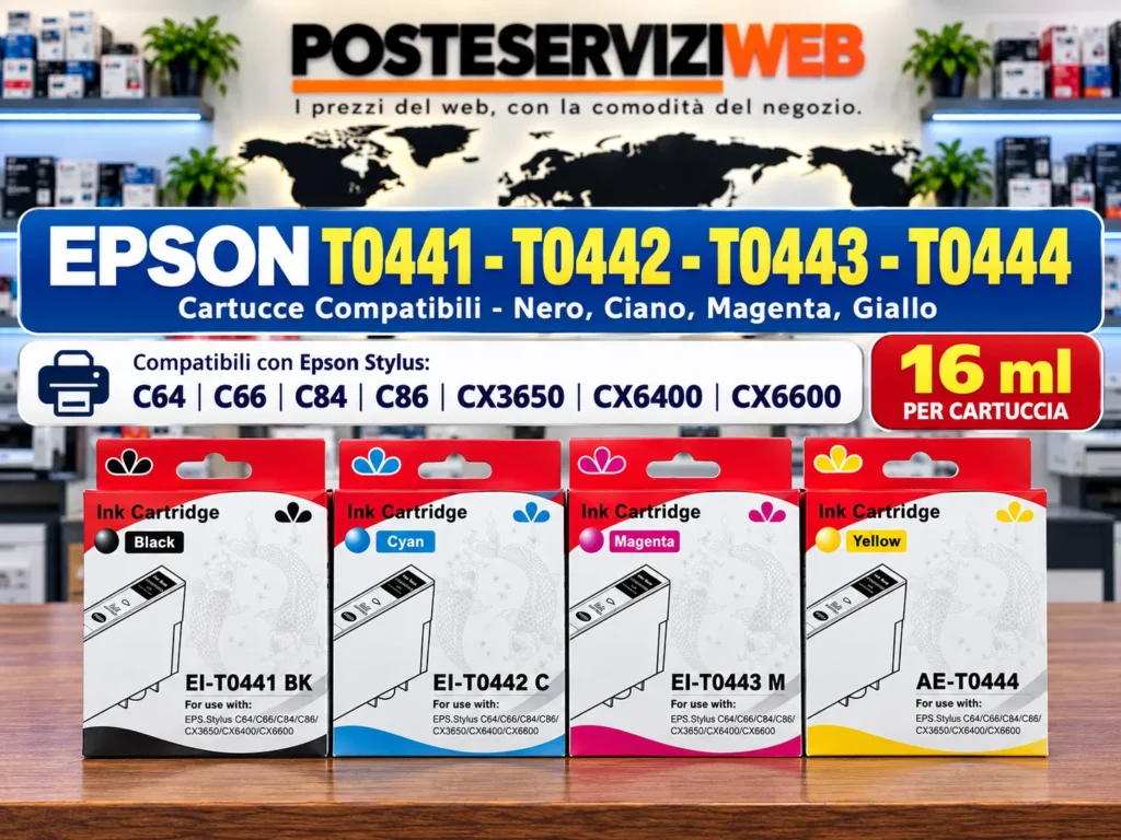 NEGOZIO 9 Cartucce Compatibili Epson T0441 T0442 T0443 T0444