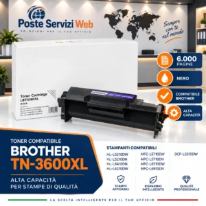 Toner Compatibile Brother TN-3600XL | 6.000 Pagine
