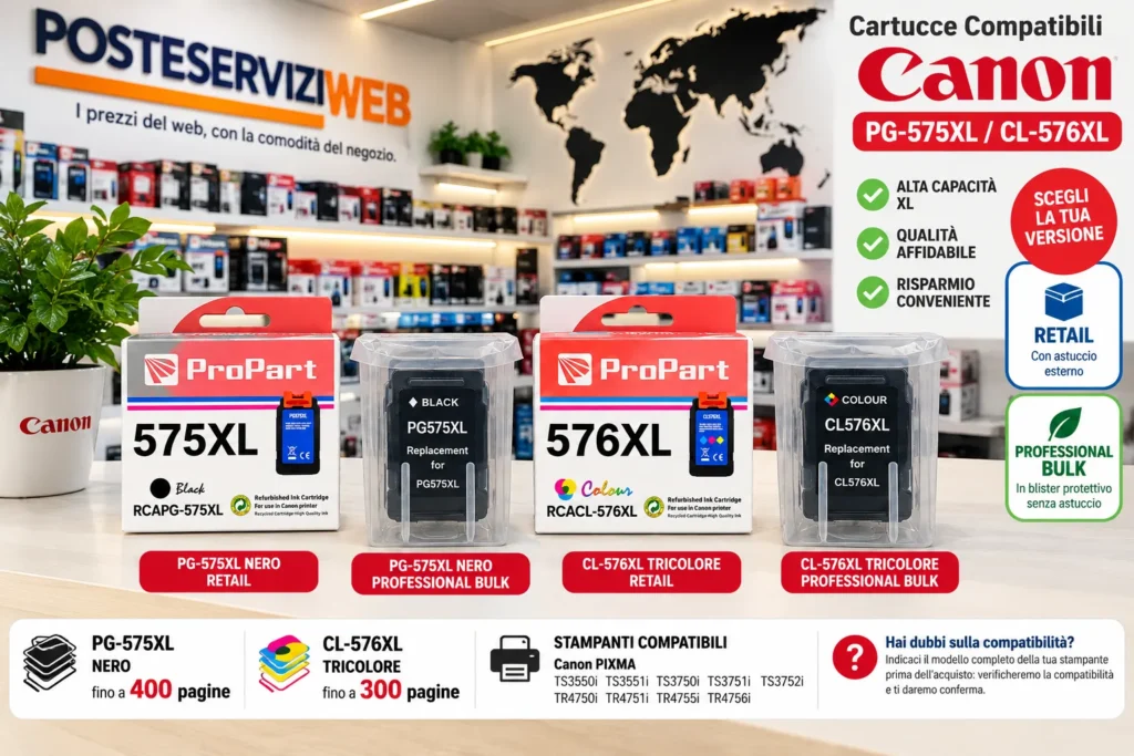 NEGOZIO 6 Cartucce Compatibili Canon PG-575XL CL-576XL